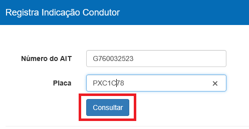 Dados para consultar a multa